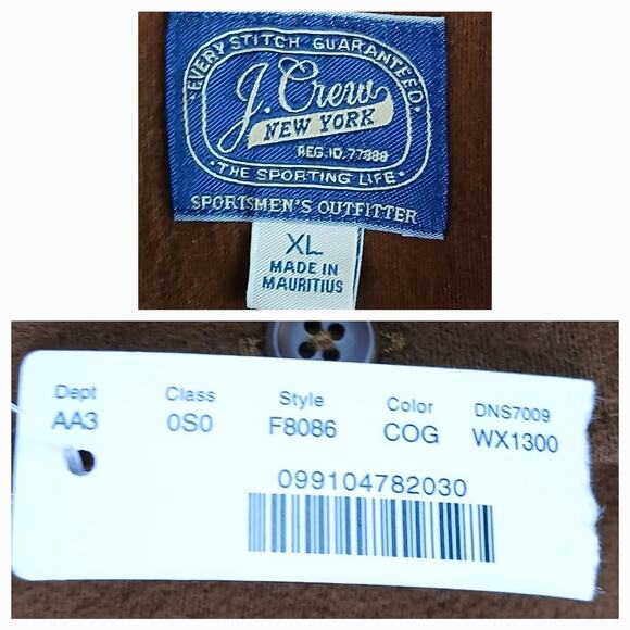 J.Crew Men's SZ XL Heavyweight Chamois Workshirt Brown F8086 Thick NWT - Picture 6 of 7